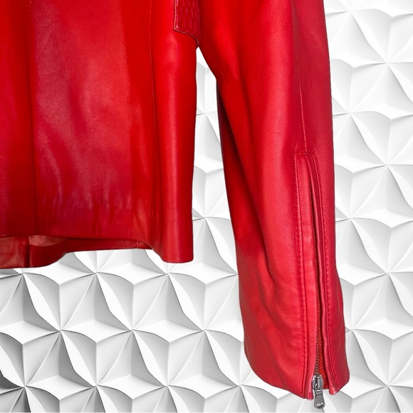 Moda in Pelle Vintage With Original Tags. Sz 42. Made In Italy.  Red Leather Jkt - Picture 14 of 15